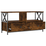 TV Cabinet Smoked Oak 90x33x45 cm Engineered Wood&Iron 831795