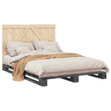 Bed Frame Grey Solid pinewood Double Durable Bed Frame 3281564
