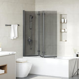 Bath Shower Screen Manual Black 130 x 138 cm Tempered Glass 42018543