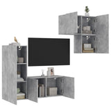 4 Piece TV Wall Units Concrete Grey Engineered Wood 3216431