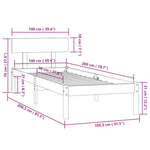 Bed Frame without Mattress White Solid Wood 100x200 cm 810138