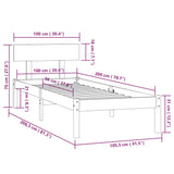 Bed Frame without Mattress White Solid Wood 100x200 cm 810138