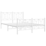 Metal Bed Frame without Mattress with Footboard White 140x200cm 376196