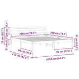 Bed Frame with Headboard White 200 x 200 cm Solid Pine Wood 3385743