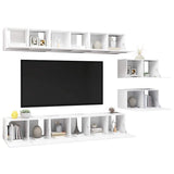 8 Piece Wall-mounted TV Cabinet Set White Engineered Wood 3078727