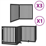 Dog Gate with Door Foldable 10 Panels Black 800 cm Poplar Wood 3155687