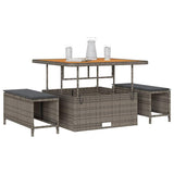 Garden Dining Set Grey Poly Rattan 42007910