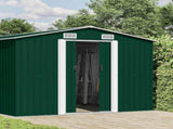 Garden Shed 257x392x181 cm Metal Green 143344