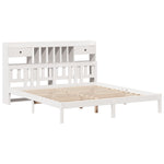 ZNTS Bookcase Bed without Mattress White 200x200 cm Solid Wood Pine 3322350