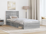 Bed Frame Grey Sonoma 75 x 190 cm Solid Pine Wood 3411078