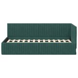 Corner Bed Frame with Headboard Dark green 90 x 200 cm Velvet 42016268