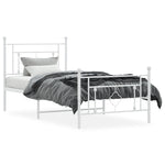 Metal Bed Frame without Mattress with Footboard White 100x190cm 374400
