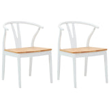 Dining Chair 2 pcs White and Natural Solid Rubber Wood 42020416