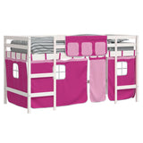 ZNTS Kids' Loft Bed with Curtains without Mattress Pink 90x200cm 3206969