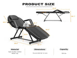 Salon Beauty Bed and Hydraulic Stool, Adjustable 3-Section Massage Table w/Detachable Head Cushions, 29353600