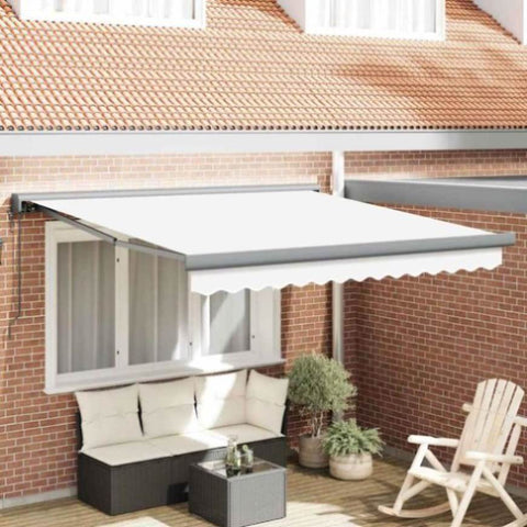 Retractable Awning Manual White 300 x 250 cm Fabric, Metal 3330084
