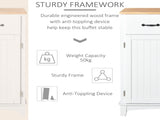 Modern Kitchen Cupboard, Wooden Storage Cabinet, Tableware Organizer with 2 Drawers for Living & T3398P547978