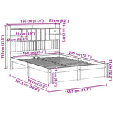 Bookcase Bed without Mattress White 150x200cm King Size Solid Wood Pine 3322422