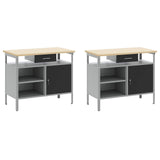 Work Bench Set 8 pcs Black and Grey Powder-Coated Steel 3321498