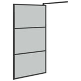 Walk-in Shower Wall 115x195cm Dark ESG Glass Black 151892