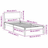 Bed frame Brown and light grey 90 x 200 cm Solid pine wood 878564