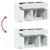 TV Cabinet with LED White 91x34x61 cm Engineered Wood 852180