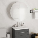 Bathroom Cabinet with Round Mirror&LED Black 47x47x17.5 cm 345584