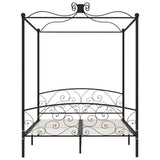 284479 Canopy Bed Frame without Mattress Black Metal 180x200 cm Super King