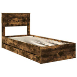 Bed Frame with Drawer Smoked Oak 100 x 200 cm Engineer Wood 3409871