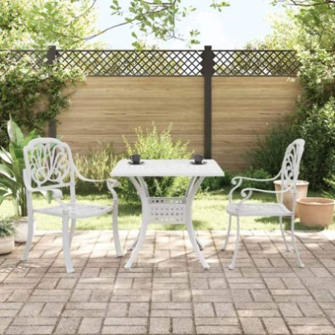 ZNTS 3 Piece Bistro Set White Cast Aluminium 3216339