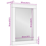 Bathroom Mirror Black 50x70x2.5 cm Engineered Wood and brass 4017679