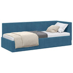 Corner Bed Frame with Headboard Blue 80 x 200 cm Velvet 42016286