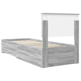Bed Frame Grey Sonoma and Silver 75 x 190 cm Engineered Wood 3410963
