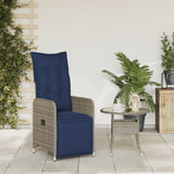 Reclining Garden Chair with Cushions Grey Poly Rattan 365699