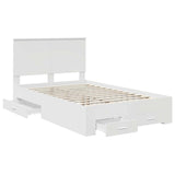 Bed Frame with Headboard White 120 x 190 cm Engineered Wood 3409667