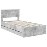 Bed Frame with Drawer Concrete Grey 100 x 200 cm Engineer Wood 3410738