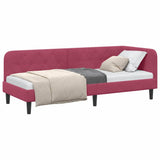 Corner Bed Frame with Headboard Wine Red 80 x 200 cm Velvet 42016590
