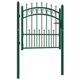 Fence Gate EMMEN with Spikes Steel 104x97 cm Green 146383