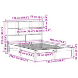 Bookcase Bed without Mattress White 120x190 cm Small Double Solid Wood Pine 3322551