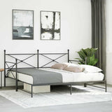 ZNTS Daybed with Trundle without Mattress Black 100x190 cm Steel 4104676