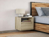 Wall-mounted Bedside Cabinet with LED Lights Sonoma Oak 3307979