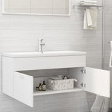 Sink Cabinet with Built-in Basin White Engineered Wood 3071297