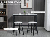 Three-Piece Marble-Effect Bar Table Set - White/Black T3398P329533