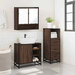 ZNTS 3 Piece Bathroom Furniture Set Brown Oak Engineered Wood 3301059