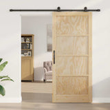 Sliding Door Manual Natural and black 93 x 211 cm 3333488