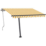 Manual Retractable Awning with LED 350x250 cm Yellow and White 3069723