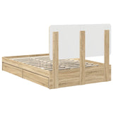 Storage Bed with Drawer Sonoma Oak 135 x 190 cm Engineered Wood 3412695
