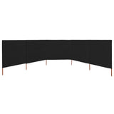 5-panel Wind Screen Fabric 600x120 cm Black 47164