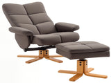 Recliner Armchair, Swivel Reclining Chair With Ottoman, Swivel Faux Leather Chair with Wooden Base T3398P328110
