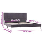 Bed Frame without Mattress Grey Fabric 135x190 cm Double 281128